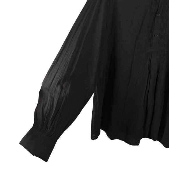 J Peterman Black Popover Shirt Oversized 100% Cotton Capsole Henley Womens Large - Picture 3 of 7